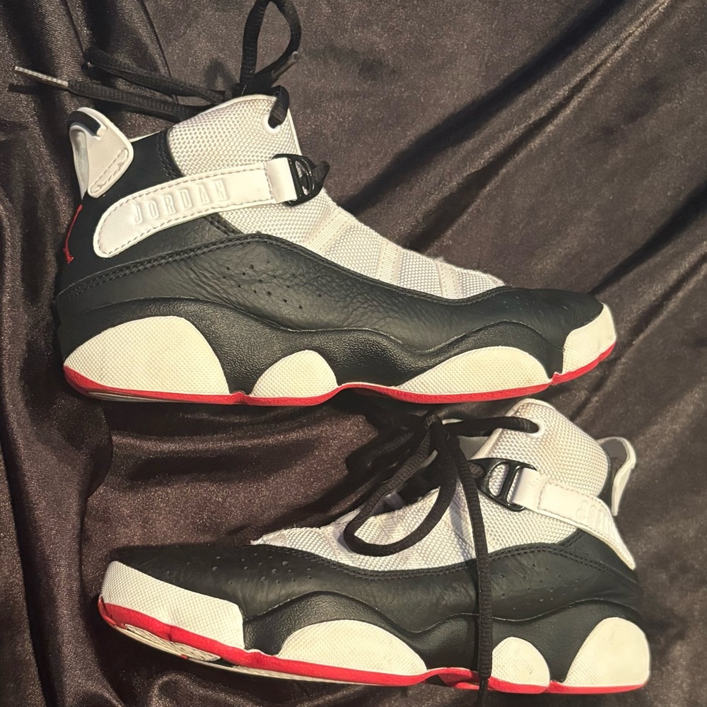 Jordan High-Top Sneakers in Black, White, and Red